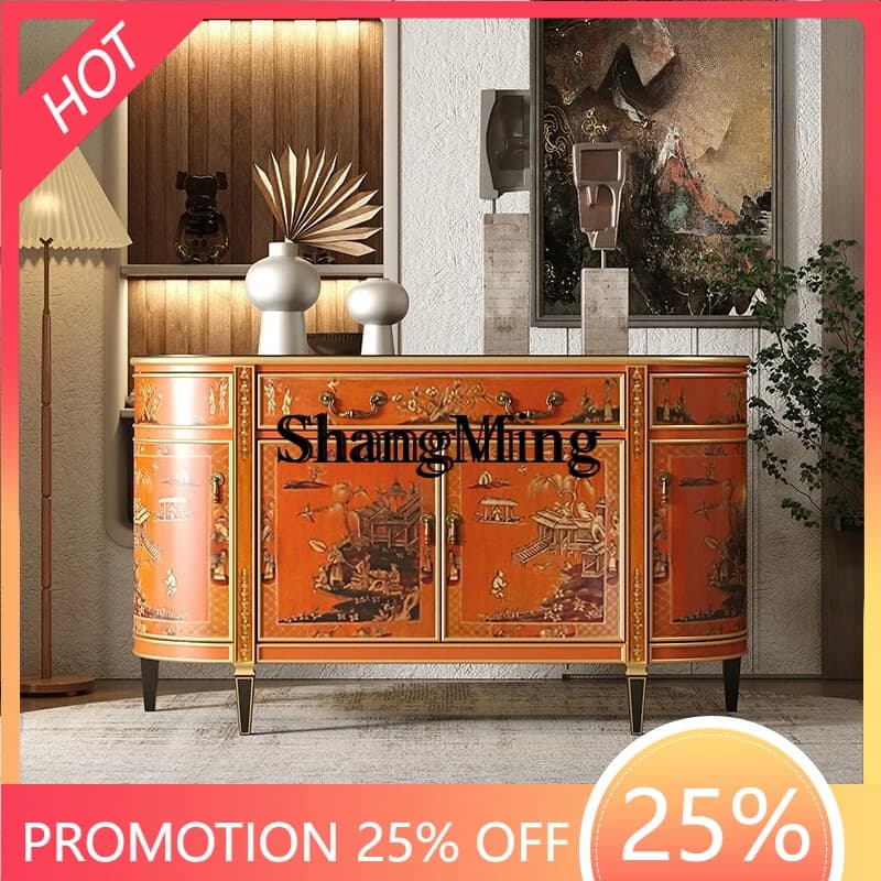 FG good-looking retro painted entrance cabinet entry foyer cabinet high-end living room storage side cabinet