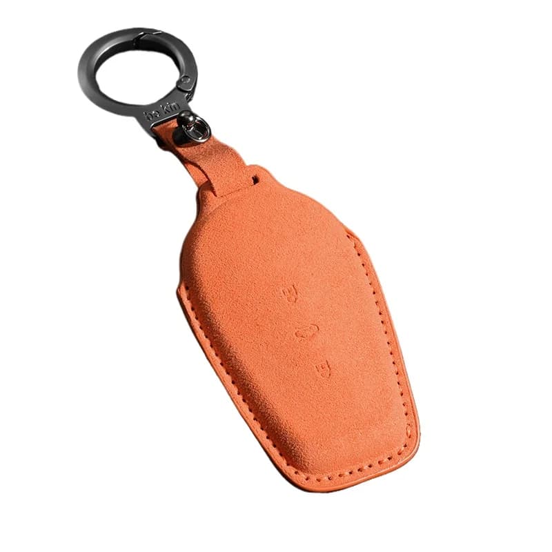 Suede 3D Key Fob Cover for Dongfeng Nissan N7, Premium Soft Protective KeyCase with Keychain