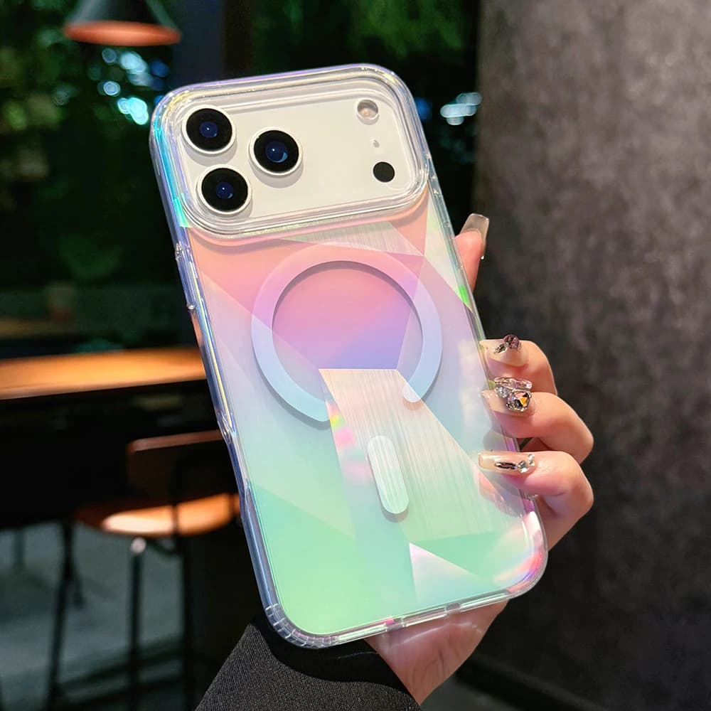 Aurora Laser Gradient Magnetic Case for iPhone 18 17 16 15 14 13 Pro Max Plus Air Wireless Charging For Magsafe Shockproof Cover