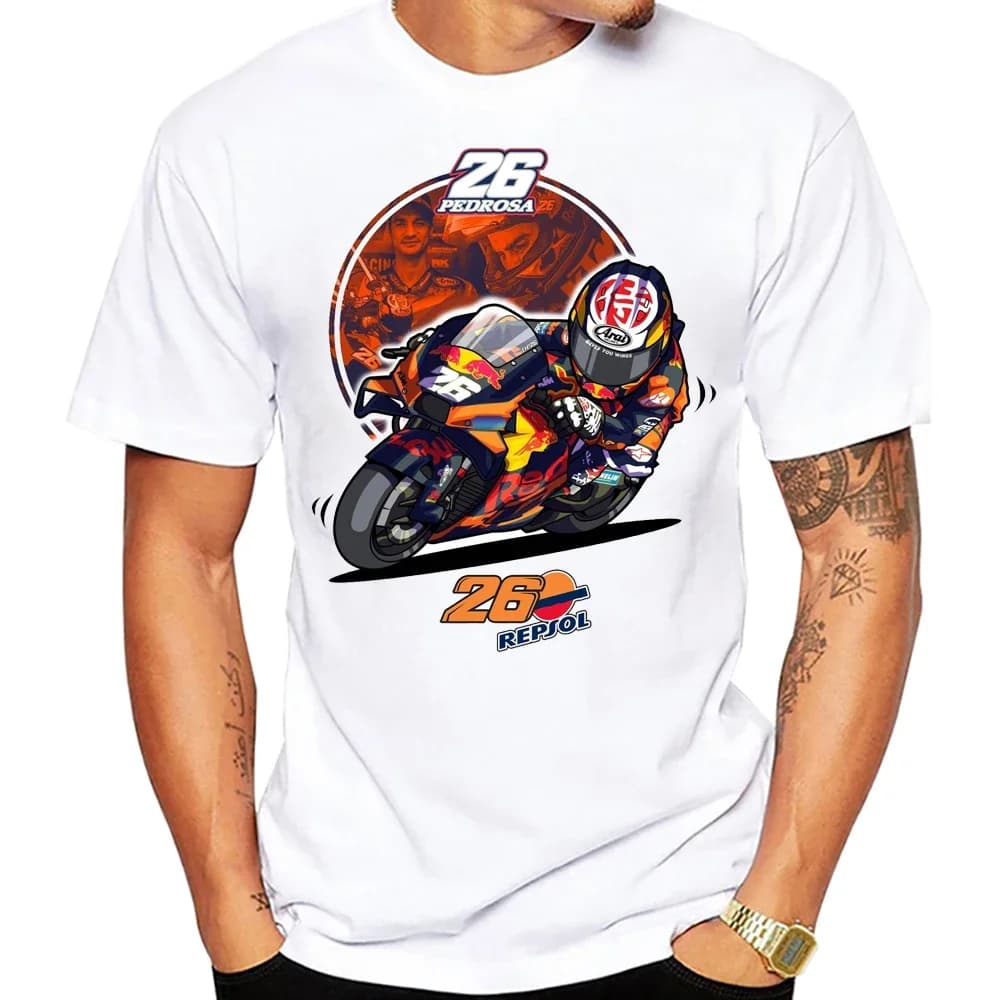 Dani Pedrosa #26 GP Classic T-Shirt New Summer Men Short Sleeve Adventure Motorcycle Sport Casual Boy White Tees Man Riding Tops