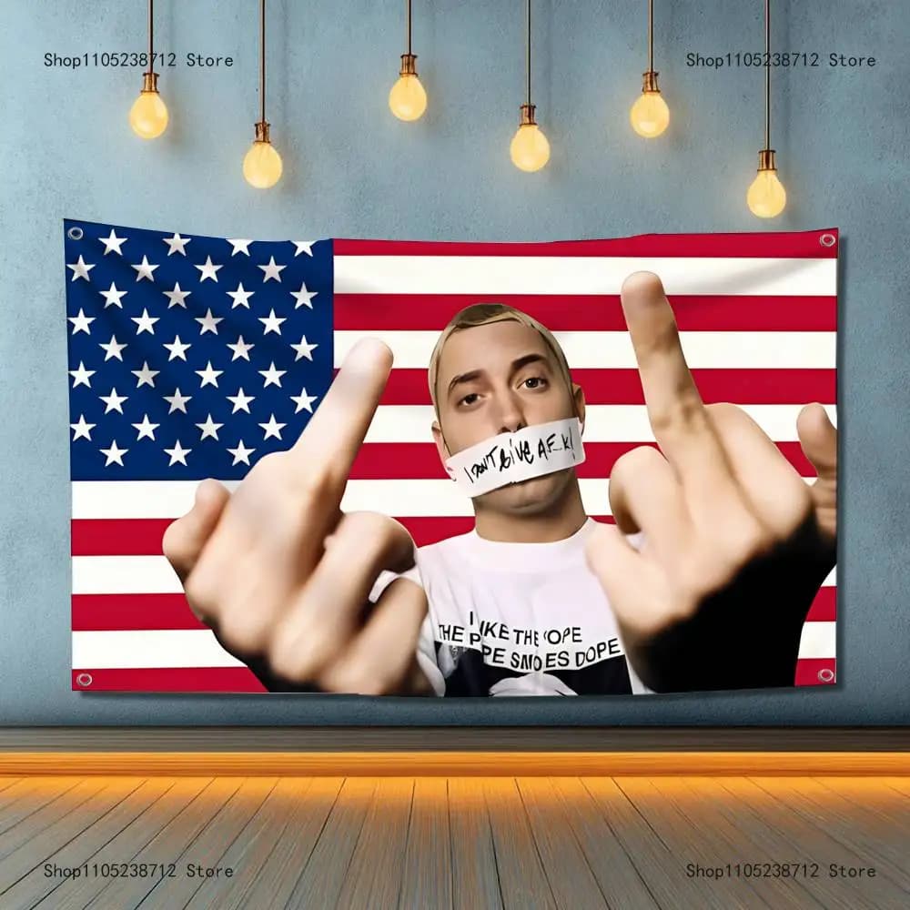 Rapper Singers E-Eminems Flag Tapestry Banner For Bedroom Outdoor Living Room Restaurant Bar Wall Decor Party