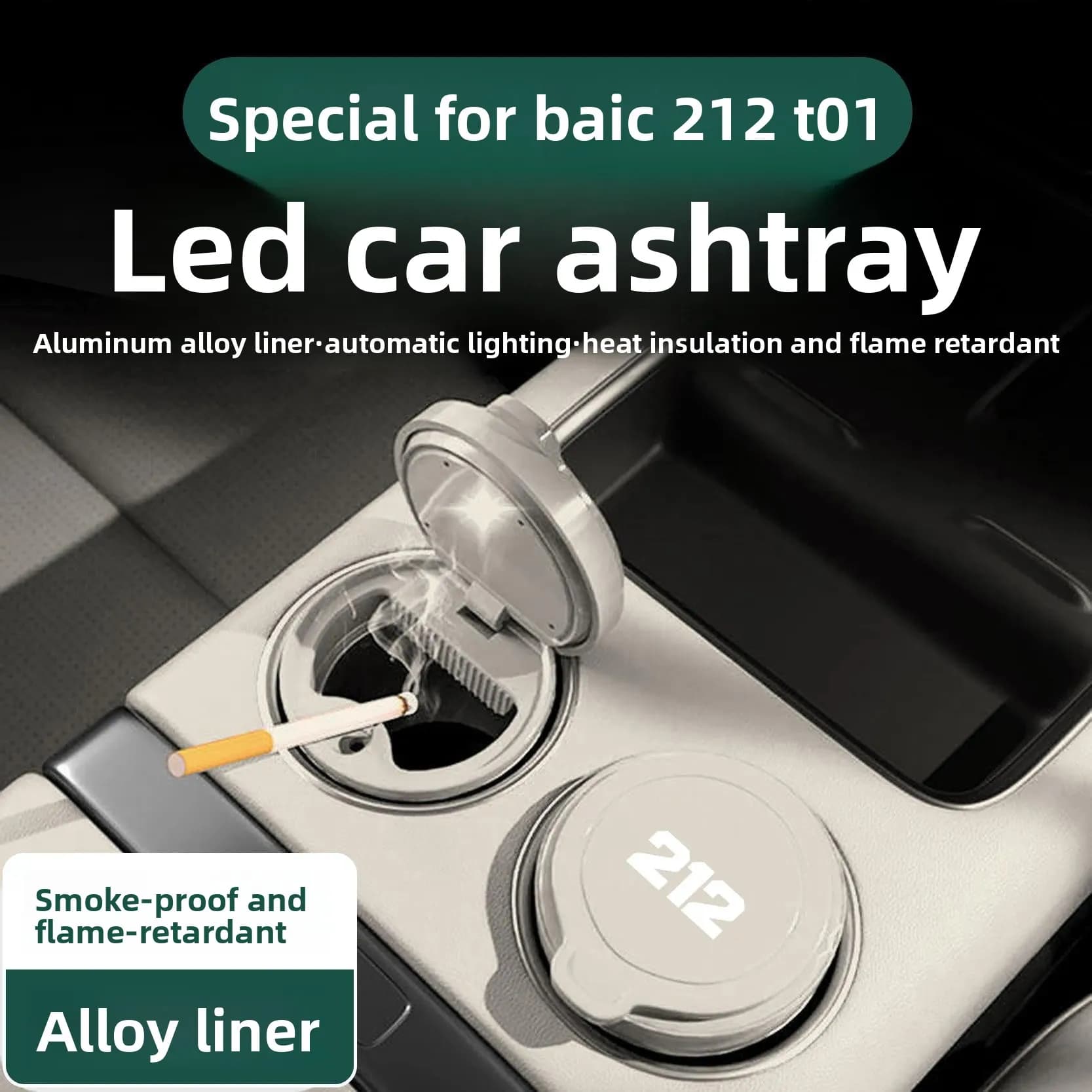 For Beijing 212 T01 ABS Aluminum Alloy Car Ashtray
