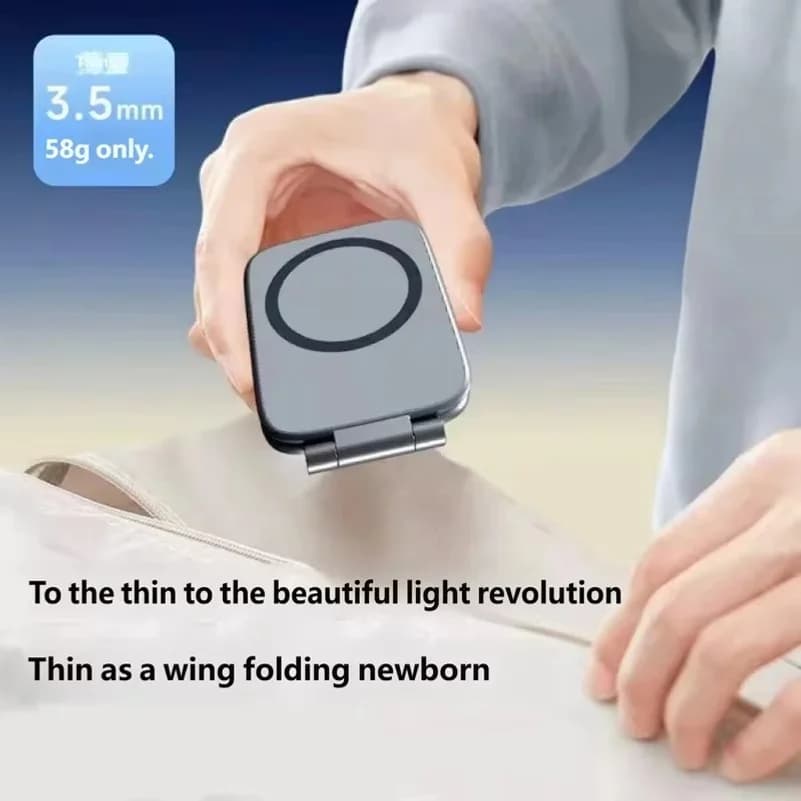 Ultra Thin Foldable Car Phone Holder 3200 Gauss Strong Magnet Dual Use Desktop & Car Mount for iPhone Samsung Black
