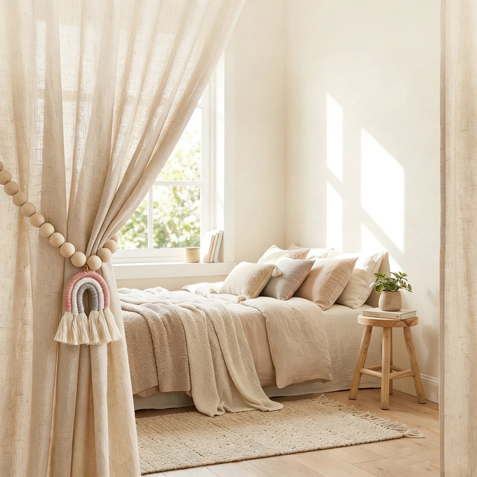 2 Pcs Magnetic Curtain Tie Back Holder Wooden Curtain Tieback Strap Clip Buckle for Bedroom Living Room Home Decor Accessories