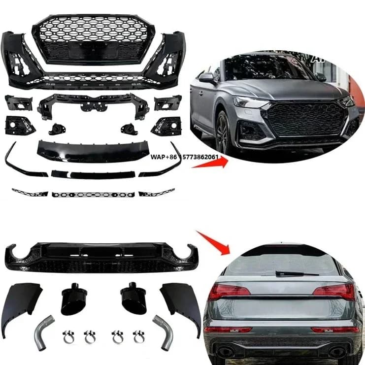 Full Bodykit for for  Q5 Upgrade to RSQ8 2021-2023 Front Bumper Grille Diffuser Exhaust Pipe Facelift Body Kit