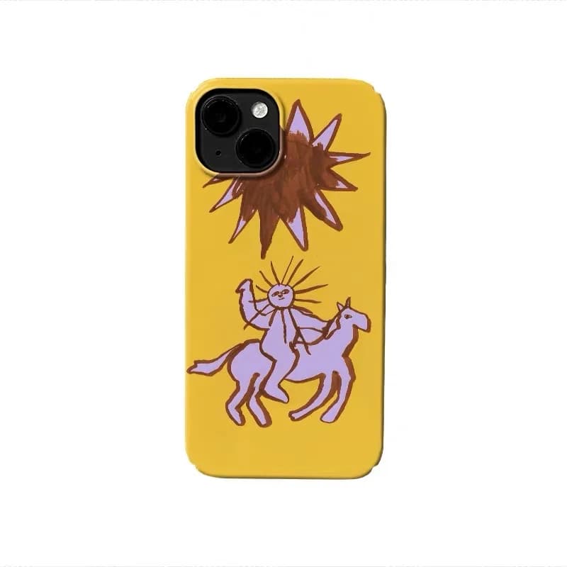Ins Crayon Graffiti Knight and Sun Phone Case for IPhone 17 16E 15 14 Plus 13 Mini 11 Pro Max 12 Pro Back Cover XS XR SE Case
