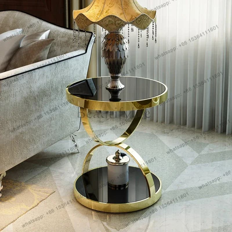 Sofa round Coffee Table Model Room Phone Table Stainless Steel Small Tea Table
