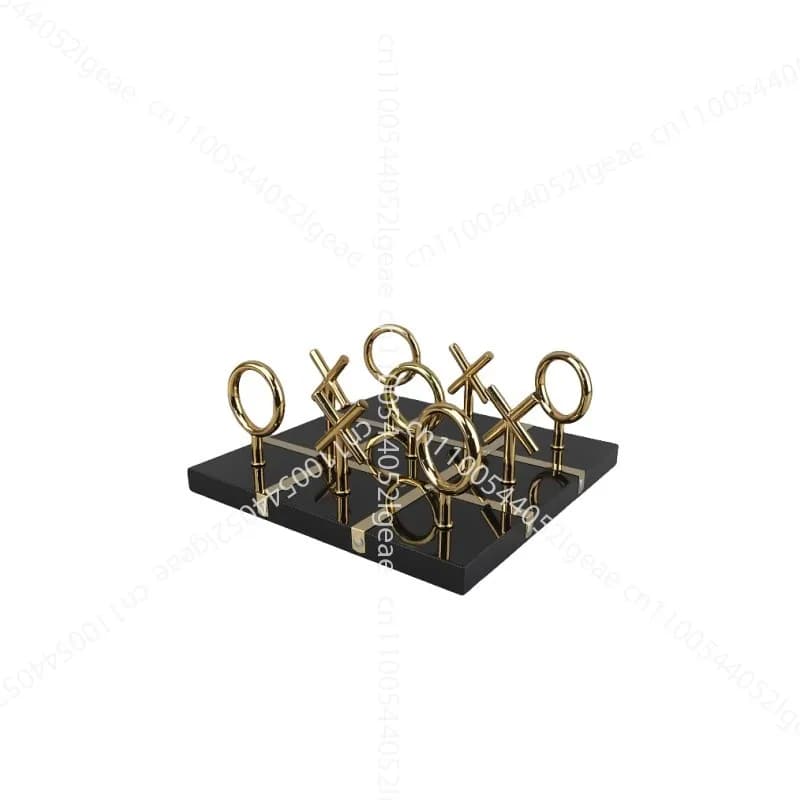 Modern Chess XO Chessboard Ornaments Stainless Steel Furnishings Crafts for Living Room Decoration Diaphanous Gift