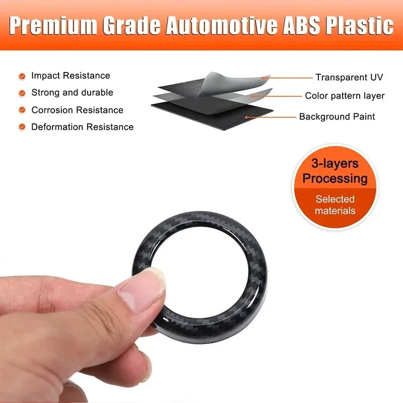 3Pcs ABS carbon fiber For Nissan 370Z Z34 2009-2020 car center control knob decorative ring sticker car interior accessories