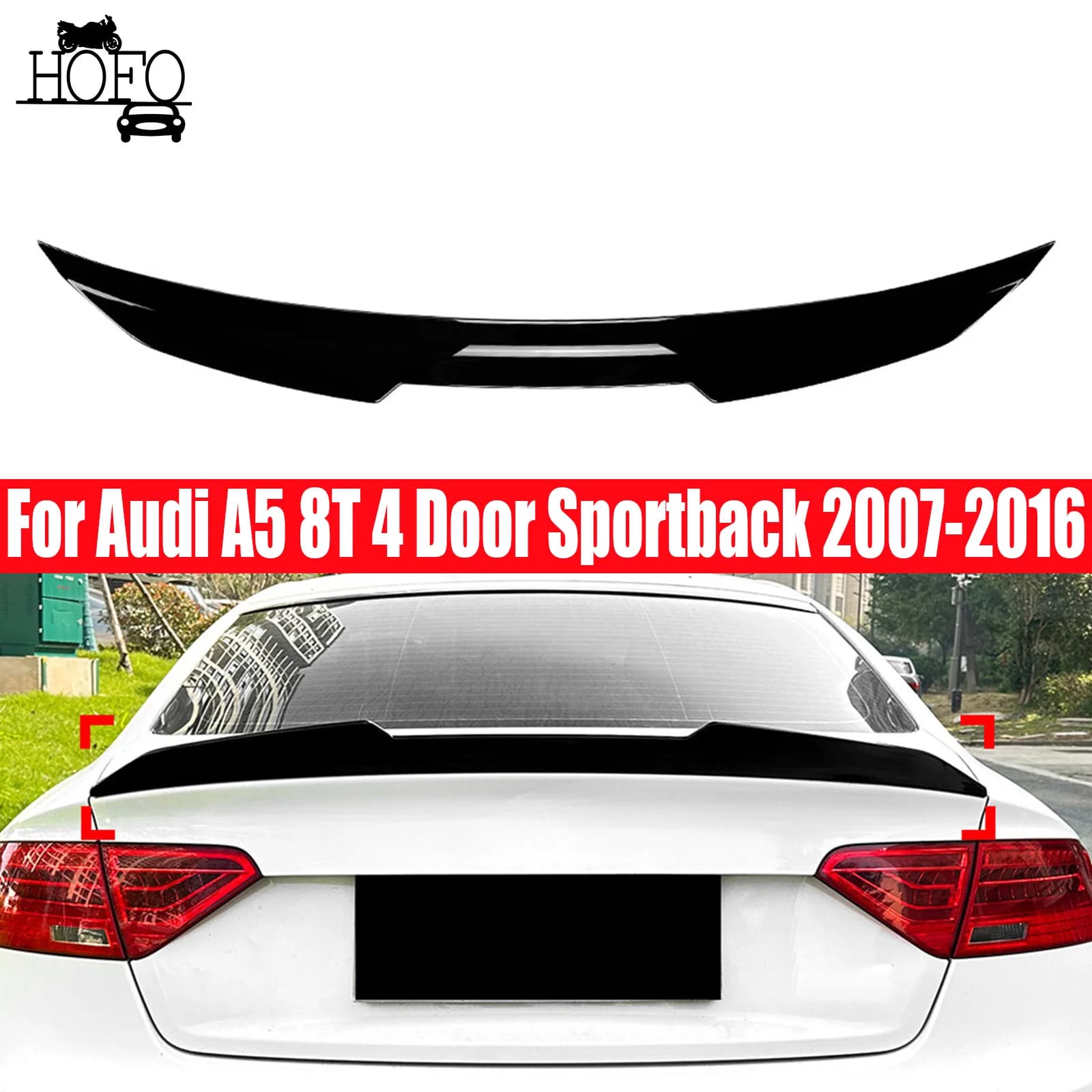 PSM Style Car Rear Roof Spoiler Wing Spoiler Cap Body Kit Tuning For Audi A5 8T 4 Door Sportback 2007-2016