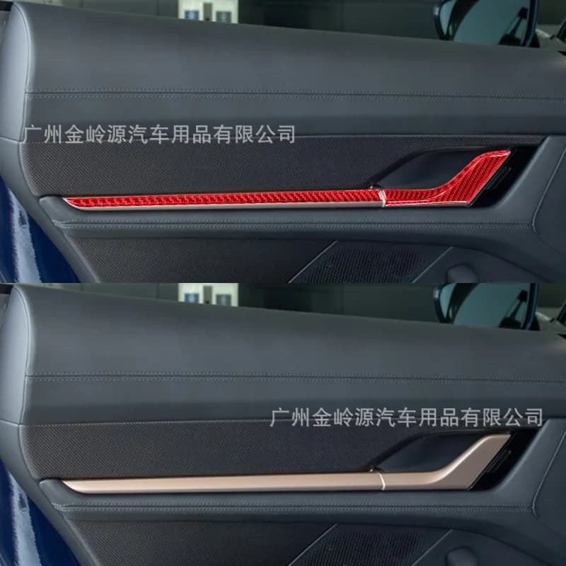Suitable for 19-22 Porsche taycan car interior modification carbon fiber inner handle decorative strips