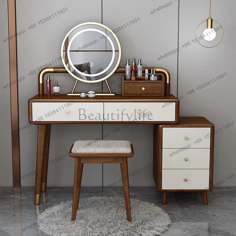 Luxury Modern makeup table with mirror Nightstands bedroom chambre bedroom furniture compact vanity chest drawers in the bedroom
