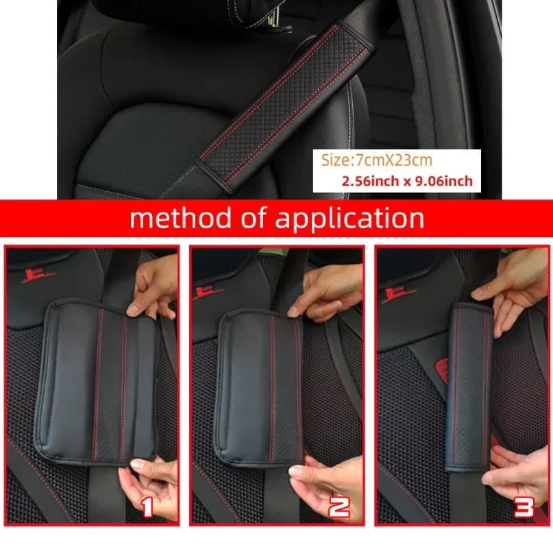 1PCS Funda  cuero PU grabada para cinturón  seguridad  coche, cubierta protectora  hombro para scompresión y confort,