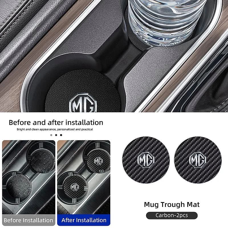 Car Interior Decor Water Bottle Carbon Coaster For Morris Garage MG ZS 5 7 6 Cyberster MG4 EV ES5 HS Vehicle Decor Accessories