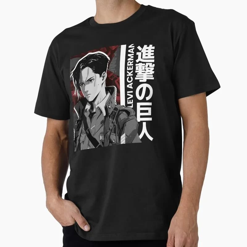 Levi the warrior 1205 Attack on Titan Anime Gift T shirt Short Sleeve Tee Shingeki no kyojin Print Graphic Clothes US size tops