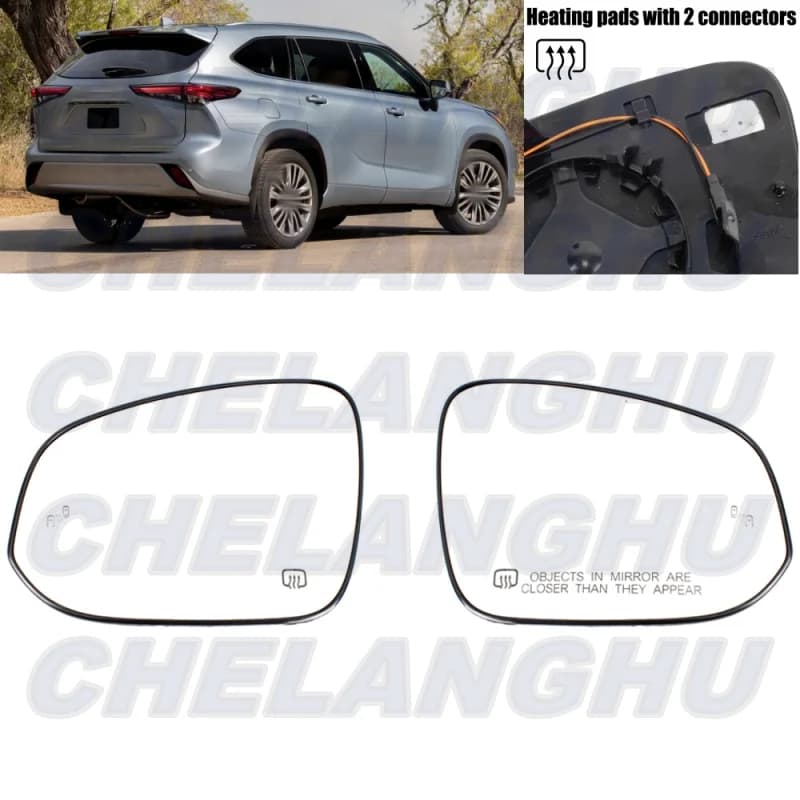 For Toyota Highlander LHD 2020 2021 2022 2023 Pair Left+Right Side Heated Blind Spot Rear Mirror Glass Car accessories
