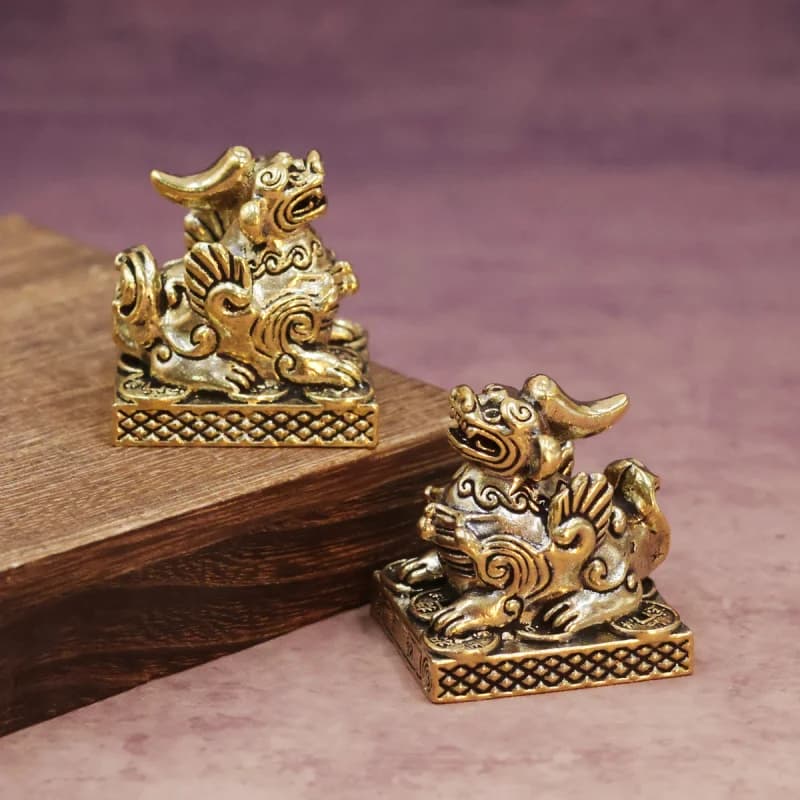 Brass Pixiu Ornament Wealth-Attracting Pi Xiu Feng Shui Solution Home Living Room Office Store Decoration