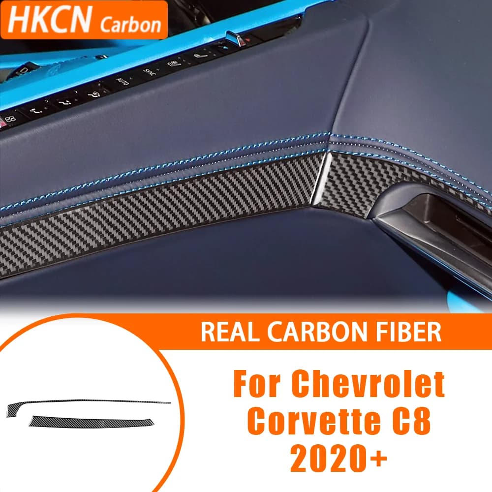 Car Accessories Carbon Fiber Interior Copilot Dashboard Decorative Strips Cover Trim Sticker For Chevrolet Corvette C8 2020—up