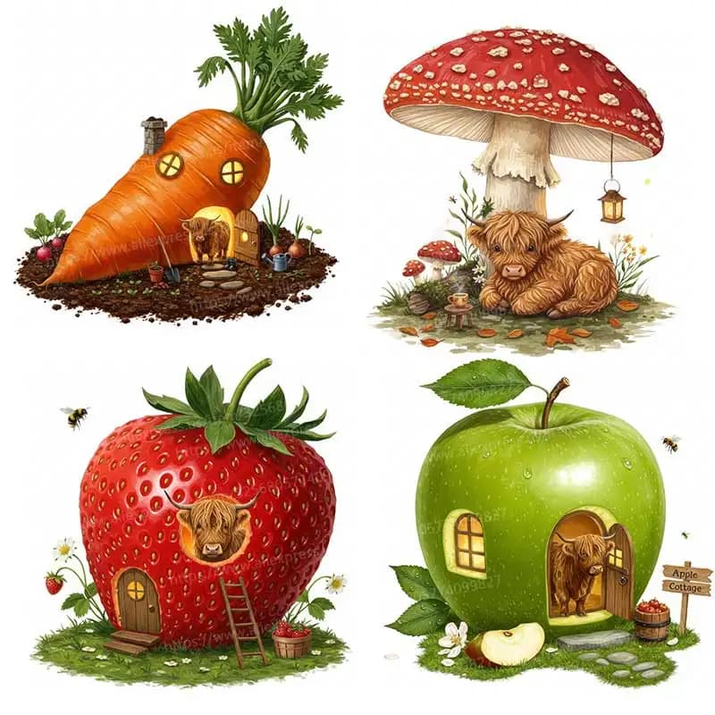 Watercolor Highland Cattle Wall Sticker Toilet Lid Stickers Bedroom Entrance Living Room Porch Home Decora Decals Stickers M1491