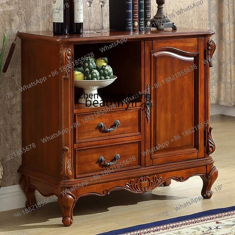 cc182American side cabinet solid wood dishes, European entrance, kitchen side storage, tea, wine cabinet R