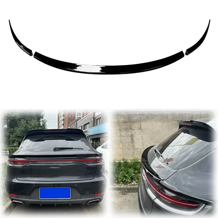 3PCS 2019 2020 2021 2022 2023 For Porsche Macan Mid Rear Spoiler Trunk Wing Lip High Quality ABS Glossy Black Carbon FIber