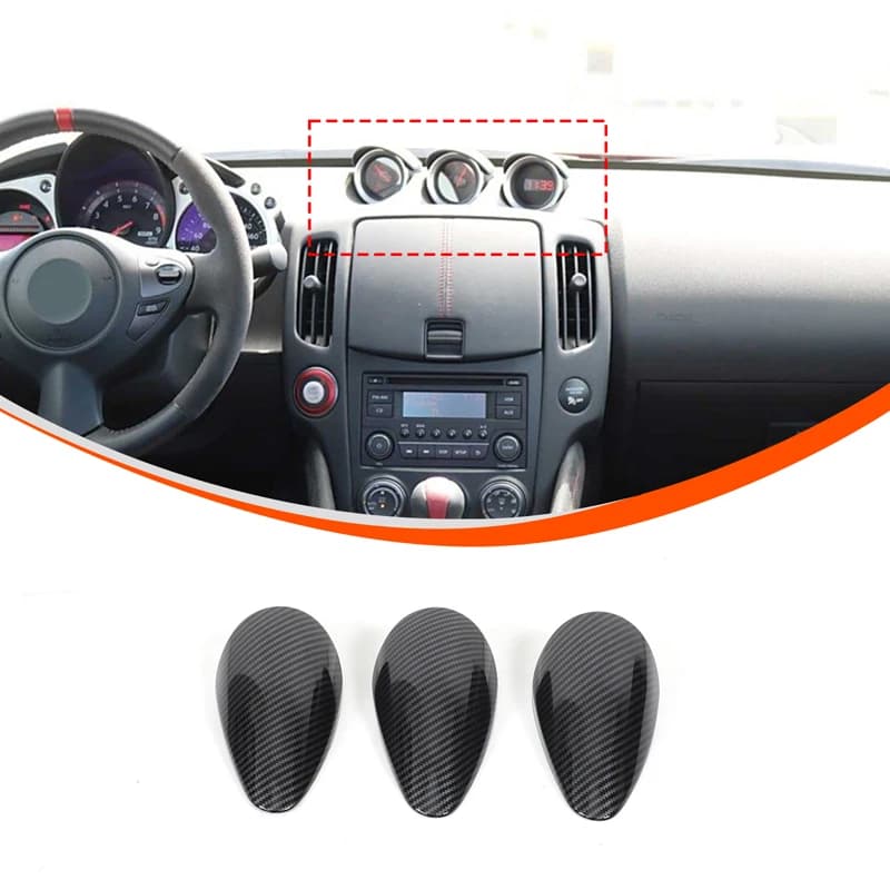 Fit For Nissan 370Z 400Z 2009-2020 Car Center Console Dashboard Clock ABS Carbon Fiber Cover Decorative Interior Car Accessories