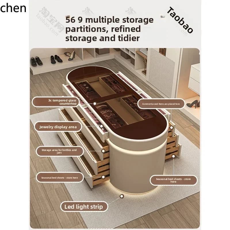 Cloakroom Center Island Cabinet Jewelry Storage Cabinet with Jewelry Box Storage Cabinet