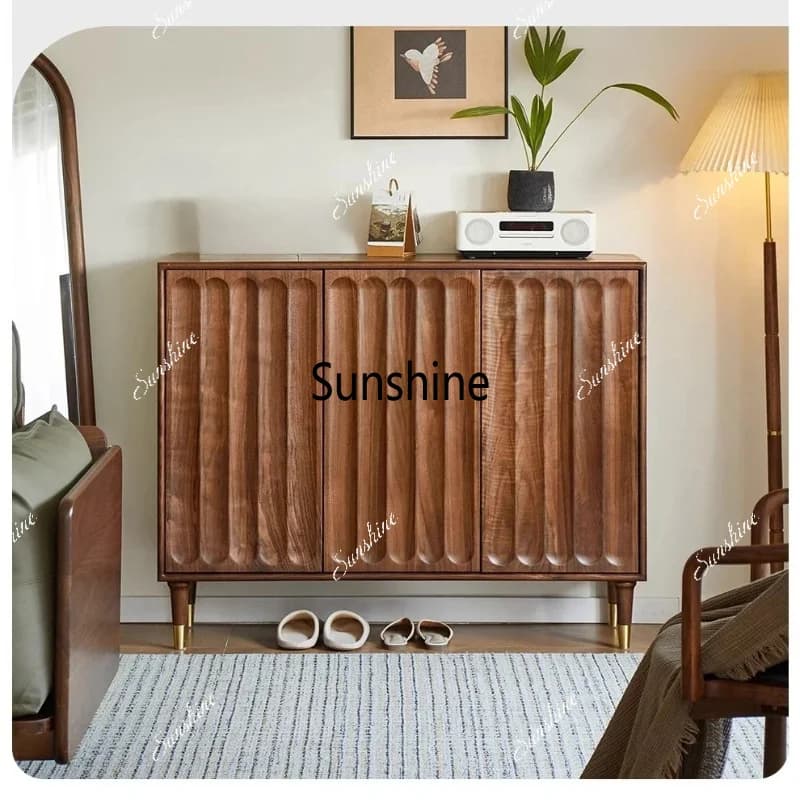 YLTT black walnut shoe cabinet, large-capacity entrance cabinet at home door, integrated indoor entry shoe cabinet