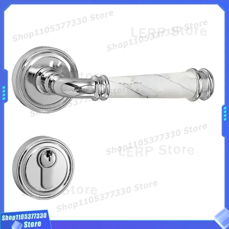 Premium Chrome Brass Door Handle French Light Luxury Indoor Bedroom Office Universal Double Door Lock Bright Finish Hardware
