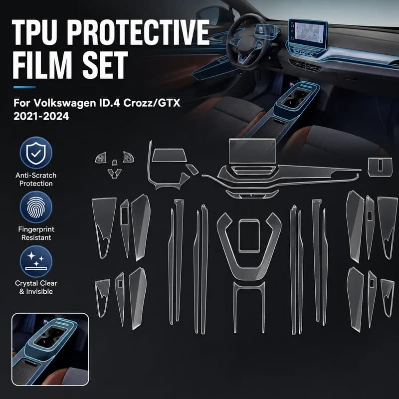 For Volkswagen VW ID.4 Crozz GTX 2021-2024 TPU Protective Film Anti-Scratch Center Console Gear Panel Navigation Screen