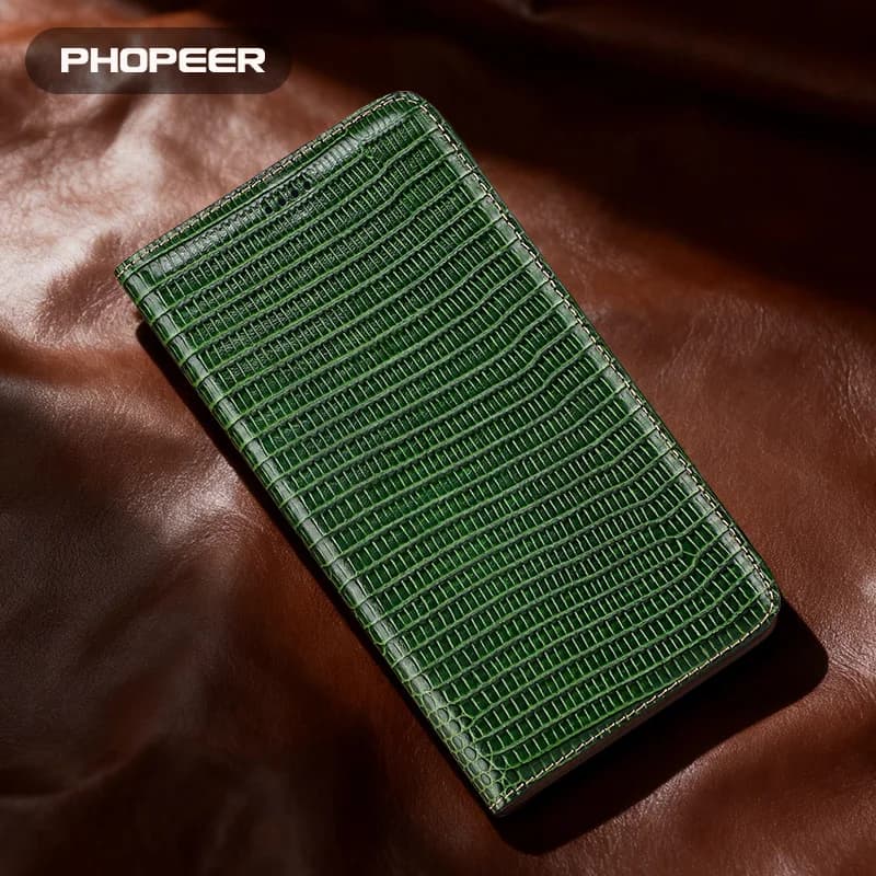 Genuine Leather Case for Huawei Honor X9A X9B X9C X8 X8A X8B X8C X7A X7B X7 X6 X6A X6A X6B X6 Classic Lizard Pattern Phone Case