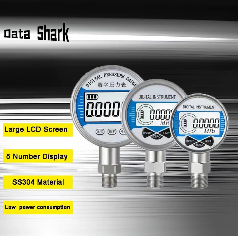 Digital pressure gauge 80mm 100mm LCD display for liquid oil gas stainless steel shell high accurcy pressure meter