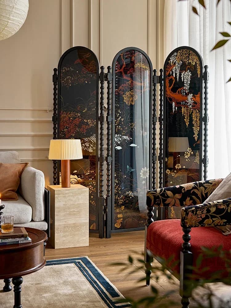 Retro Screen Partition Living Room Medieval Entrance Entrance Block New Chinese Folding ScreenD21