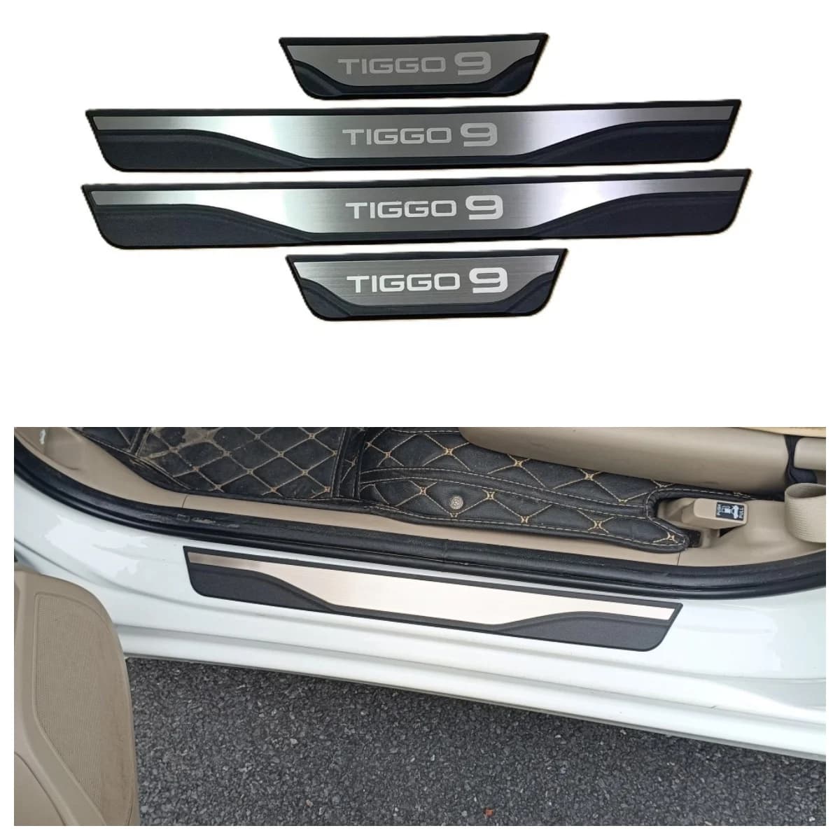 For Chery Tiggo9 2027 2026 2025 2024 2023 Car Door Sill Protector Sticker Stainless Steel Interior Mouldings Auto Part Accessory