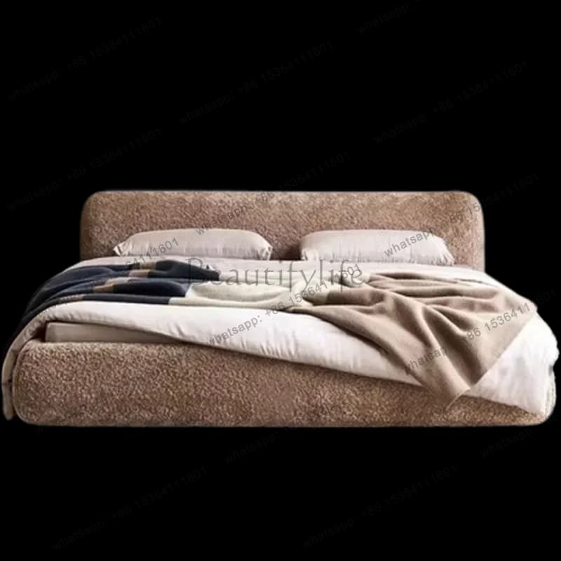 PG Wood Storage Double Bed Headboard Nordic Loft Floor Luxury Double Bed Queen Design Sleeping Cama Matrimonio Bedroom Furniture