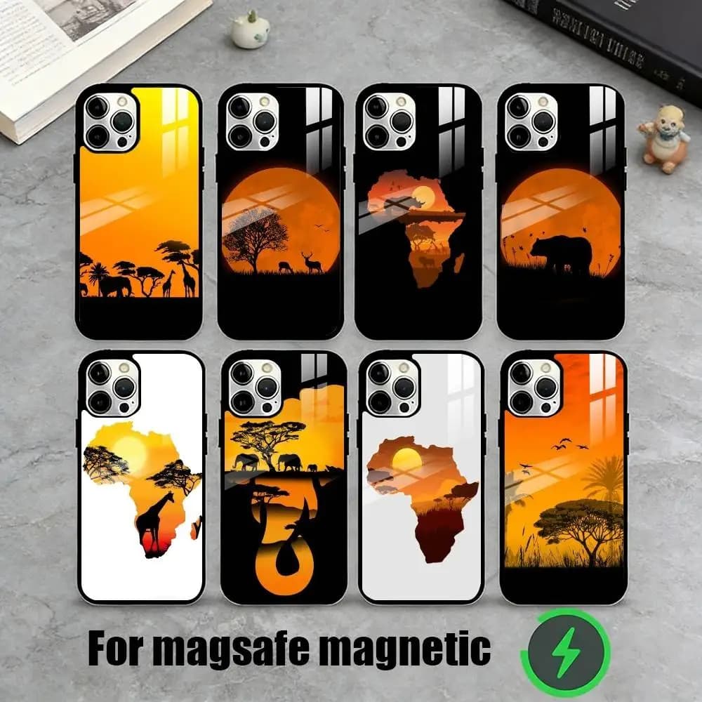 A-Africa Map Art   Phone Case For iPhone17,16,15,14,13,12,11 Plus,Pro Magnetic For Magsafe Wireless Charging
