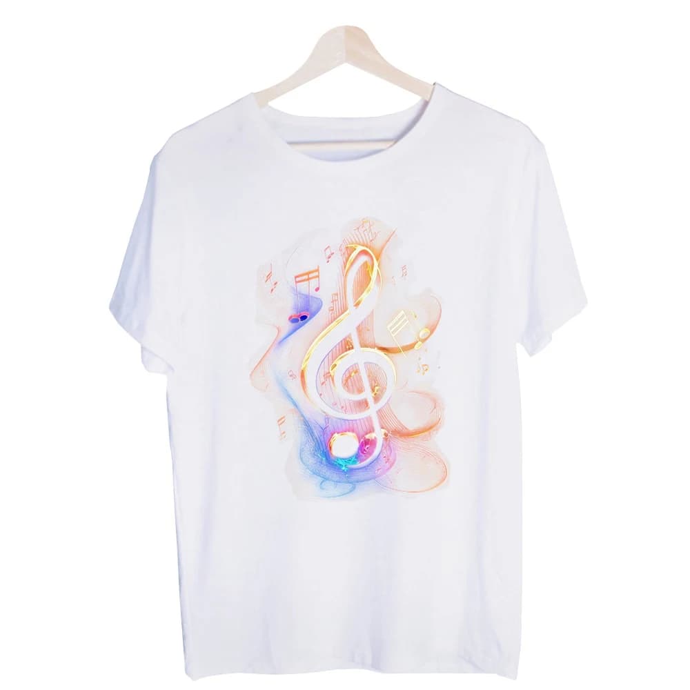 Men's Music Note Graphic Tee, Short Sleeve Crew Neck T-Shirt for Casual Music Festival and Summer Outfits