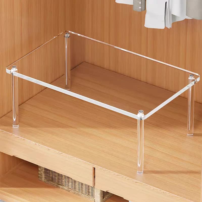 Single-Layer Transparent Acrylic Display Stand Desktop Storage Rack Supermarket Product Display Shelf, 5/10/15/20 cm Height