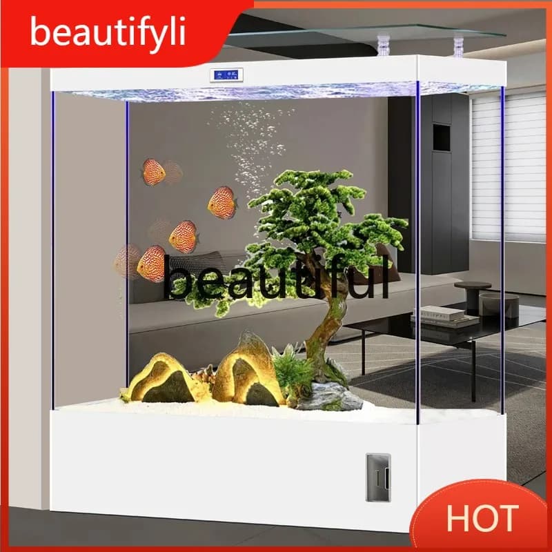 A139 Fish tank aquarium screen partition household floor ultra-white glass company medium and large filter circulation