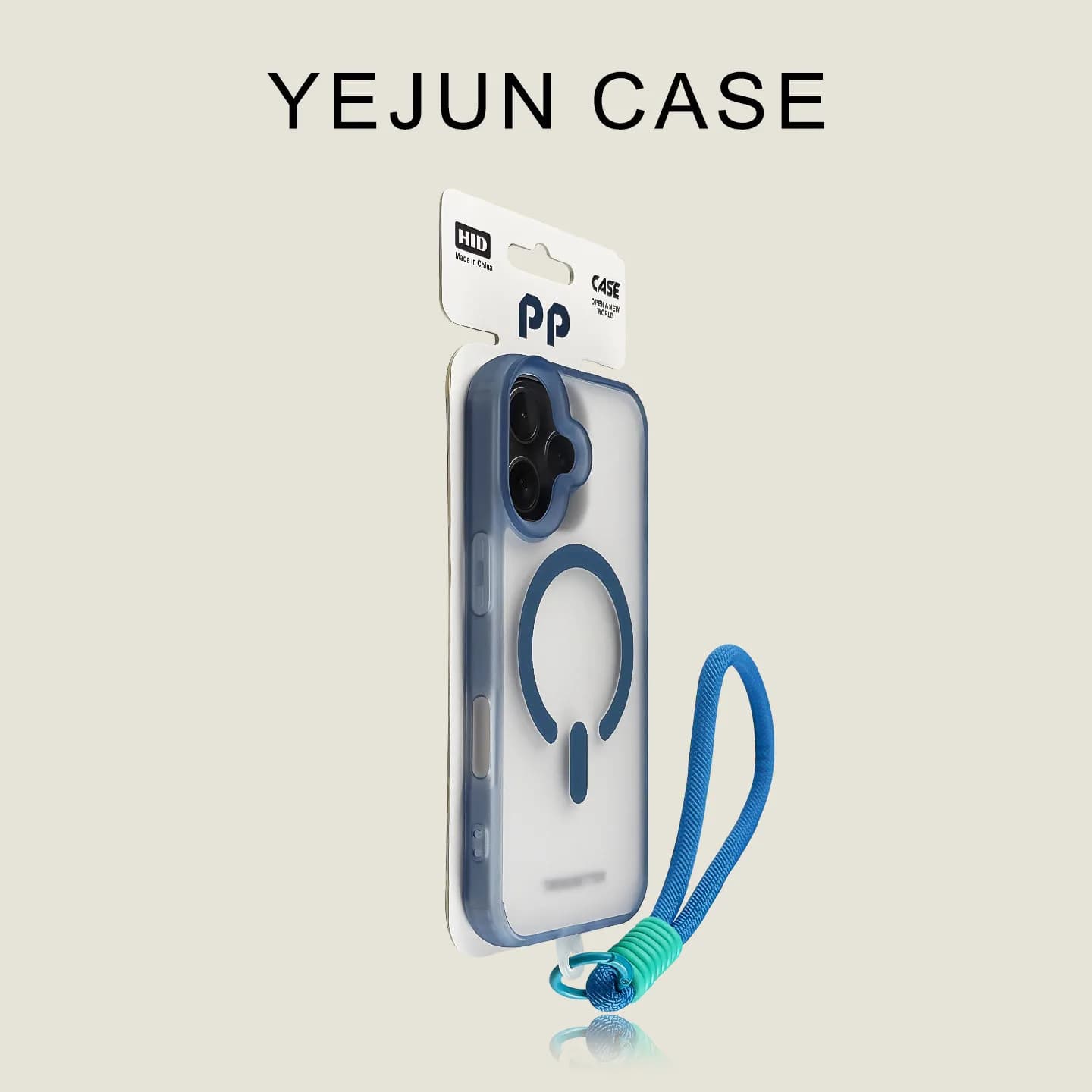 Applicable to 17 Apple 16 mobile phone case blue magnetic suction iphone16promax new simple hand rope 15pro tide