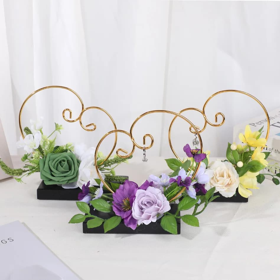 ZML metal frame creative simulation flower combination ring frame home decoration ornament