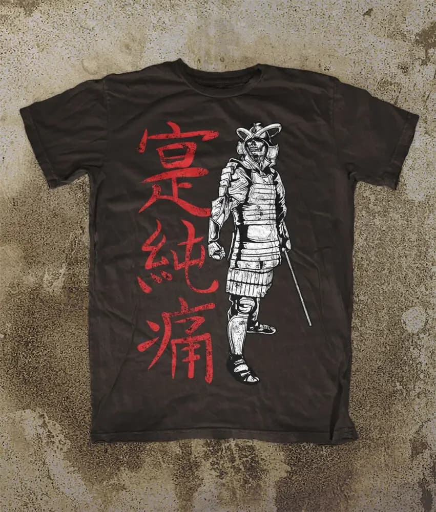 Retro Samurai Skeleton Warrior T-Shirt 100% Cotton O-Neck Short Sleeve Summer Casual Mens T-shirt Streetwear