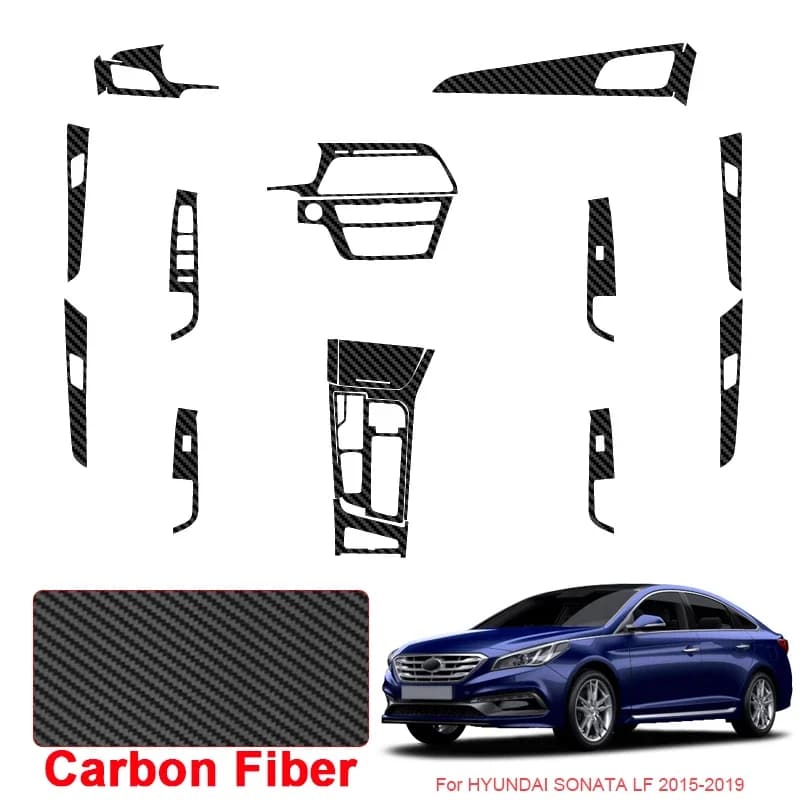 For Hyundai SONATA LF 2015-2019 LHD Car Carbon Interior Sticker Window Lifting Panel Decal Gear Door Protective Film Accessory