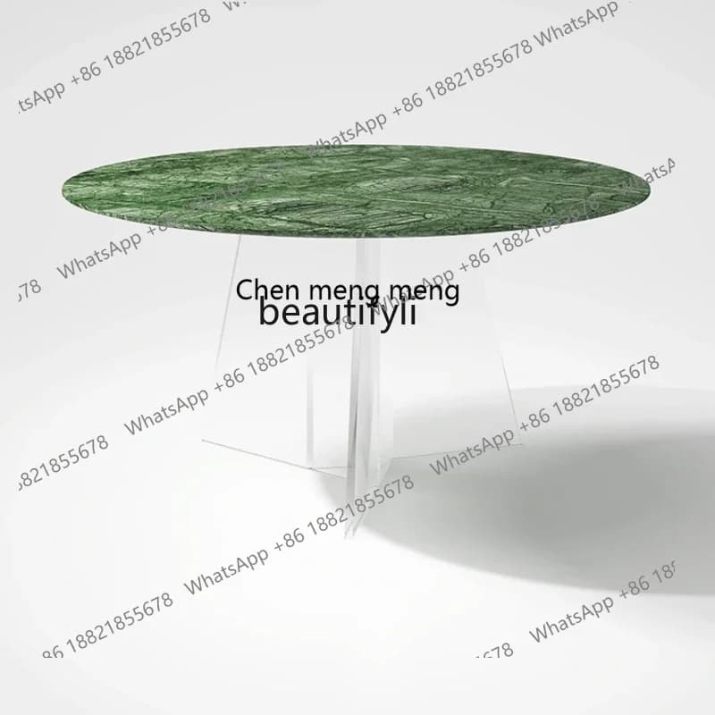 182Q Natural Marble round Table Modern Simple Small Apartment Italian Minimalist Light Luxury High-End Acrylic Home Dining Table