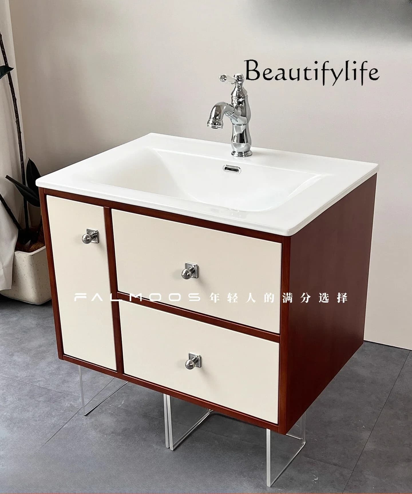 XS Oak Baking Paint Medium Antique Color Matching Retro Bathroom Cabinet Ceramic Integrated Basin Toilet Hand Wash Station