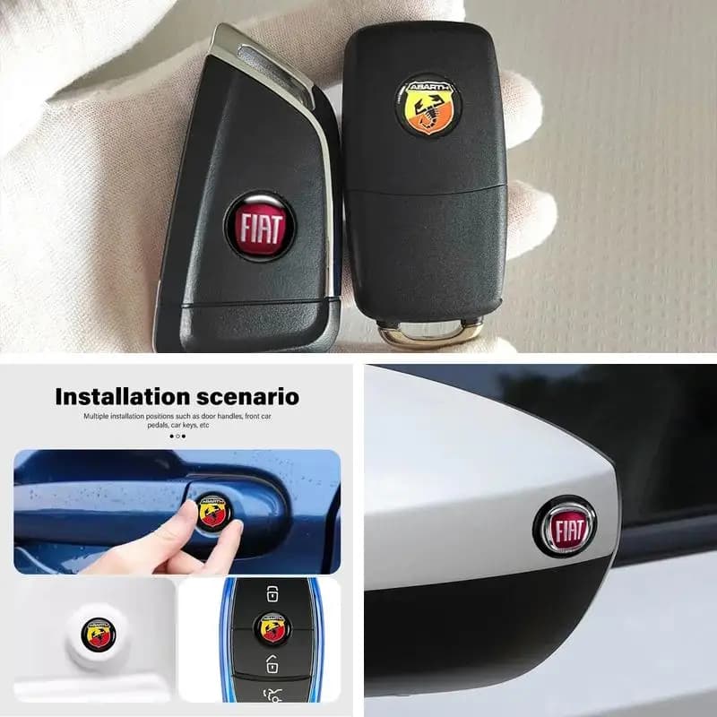 11mm/14mm Car Remote Key Fob Emblem Badge Stickers Decals For Fiat 500 500X Panda Tipo Punto Bravo Stilo Abarth Auto Key Accesso