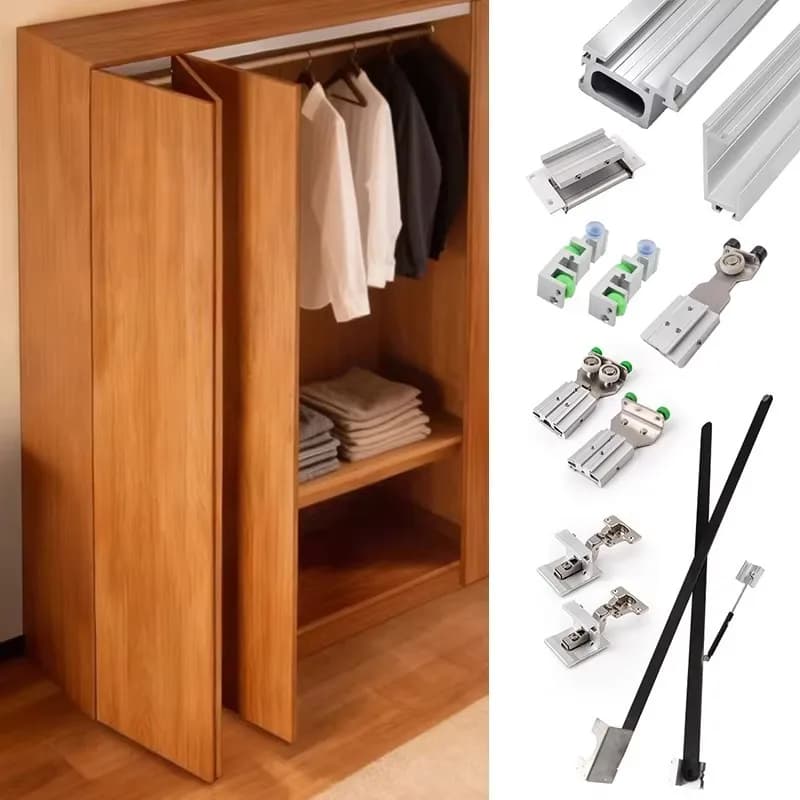 Heavy Kit Folding Accessories Interior Hidden Slide Concealed Hardware Pocket Door System for Bedroom Cabinet Sliding Rails