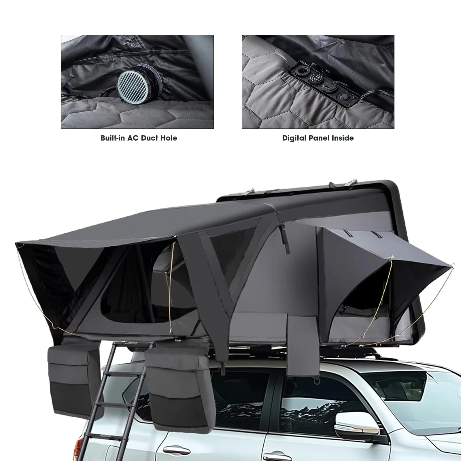 Quick Setup Built Tough Lightweight Clamshell ABS Hardshell Rooftop Tents Built-in Digital Panel for 4x4 Camping