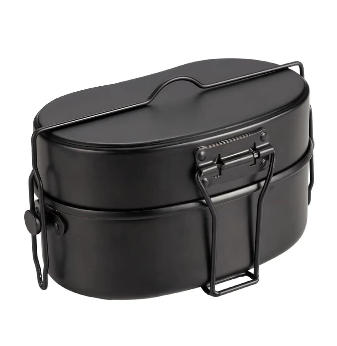 Outdoor 1.2L Aluminum Bento Box Camping Double Bento Box Camping with Handle Canteen Kit
