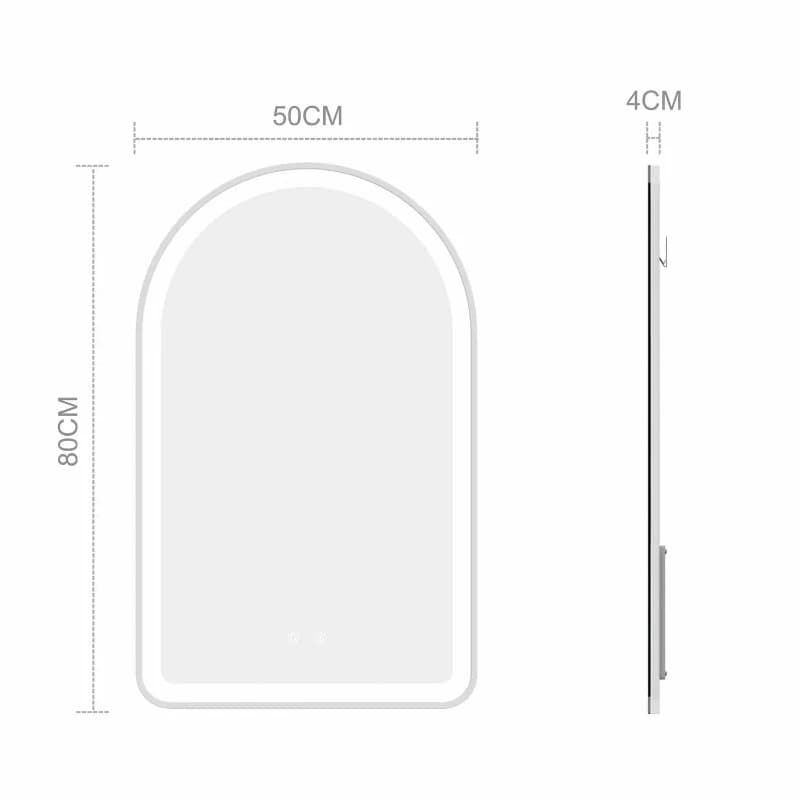 Adjustable Touch Frame Memory Function Light Emitting Diode Arched Bathroom Mirror